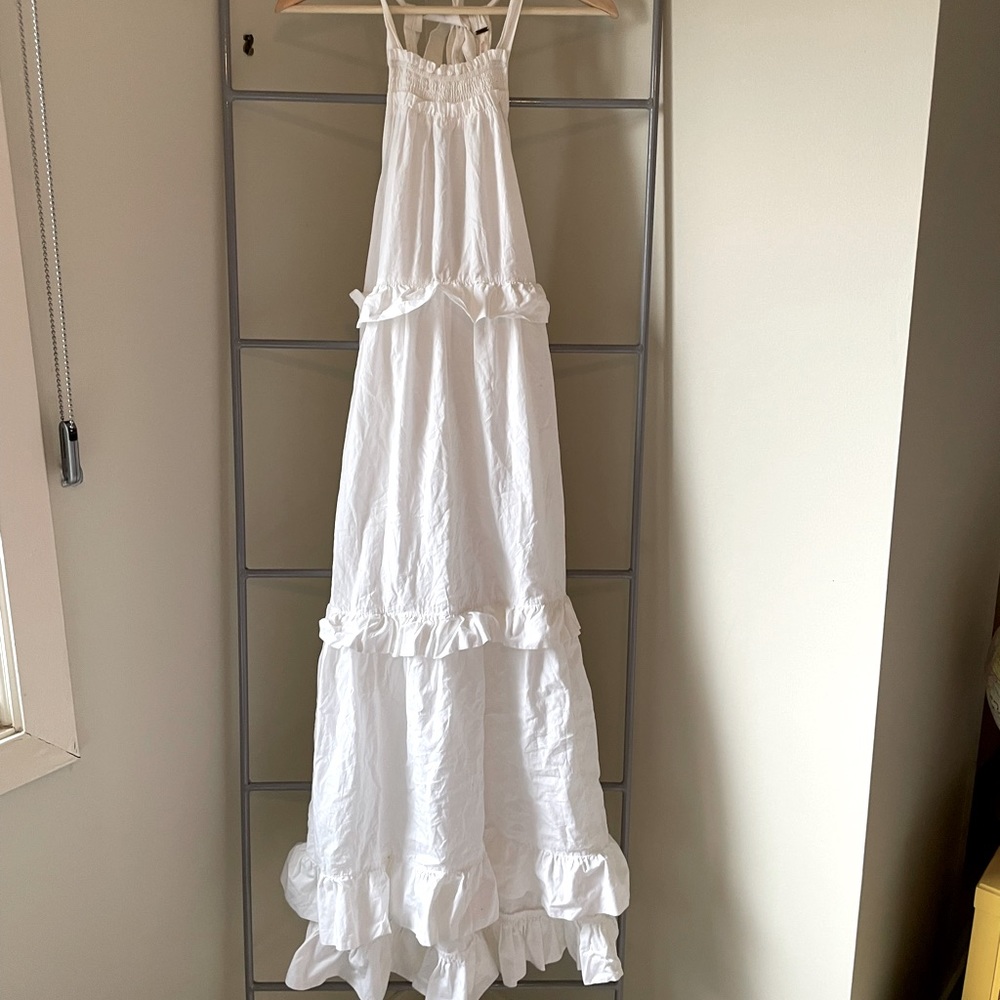 Free People midi white ruffled dress